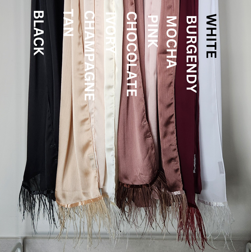 Feather Embellished Hijab - Chocolate