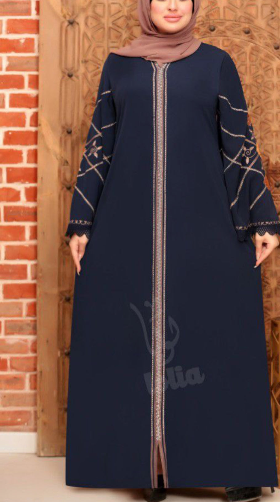 Platinum Floral Embroidered abaya 1008