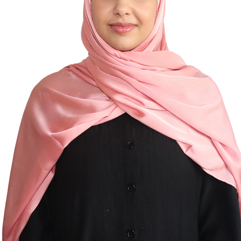 Satin Crinkle Chiffon Hijab - Candy