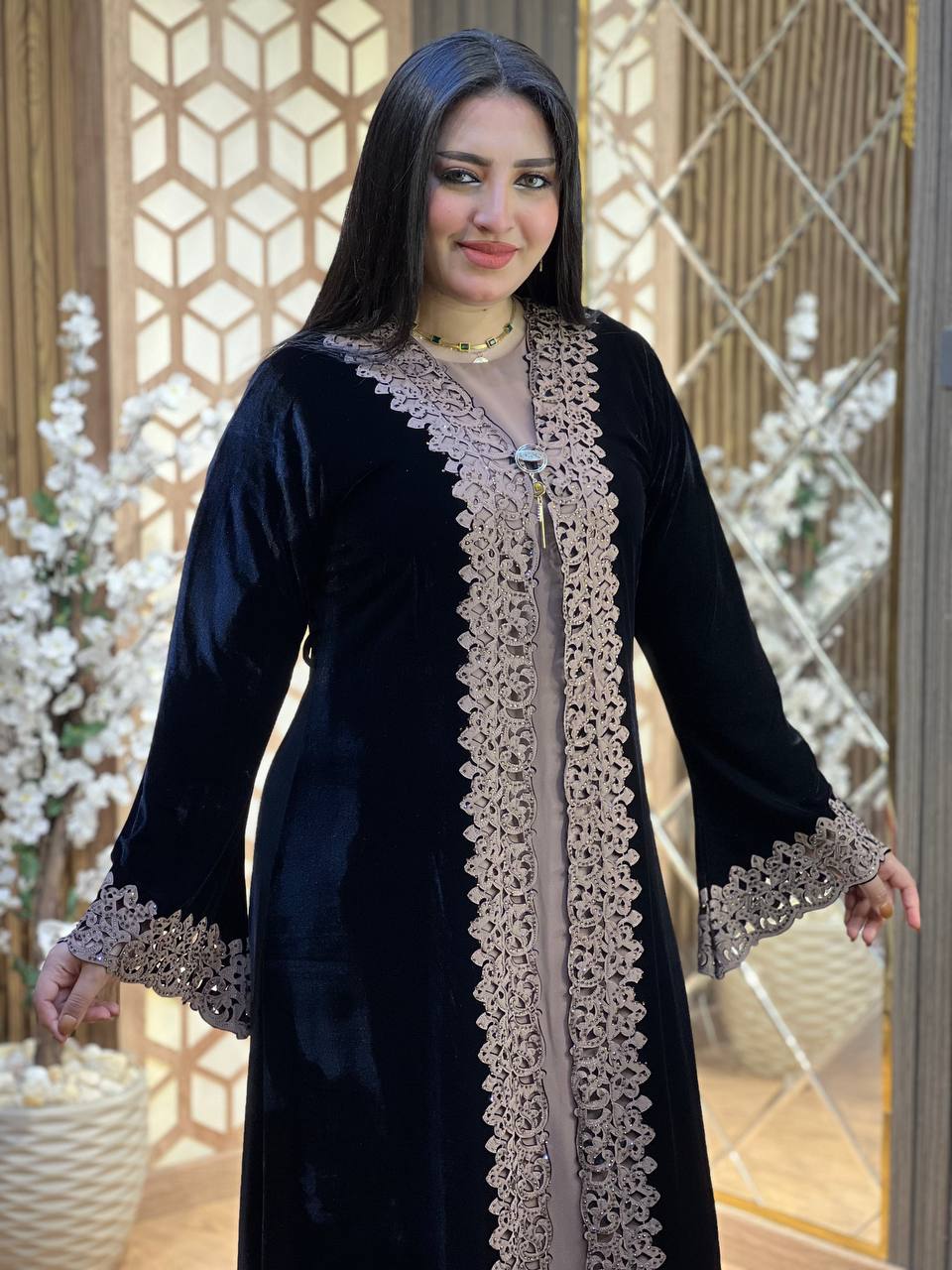 2 piece Velvet Abaya