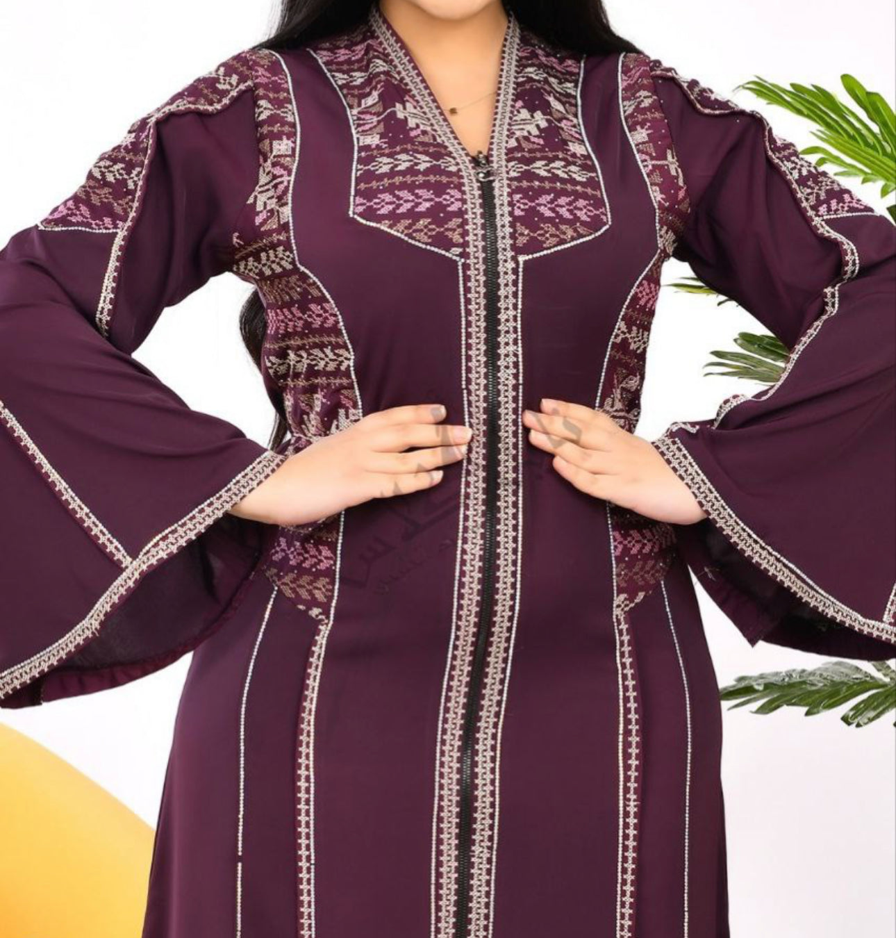 Embellished purple Abaya - Najmas 1075