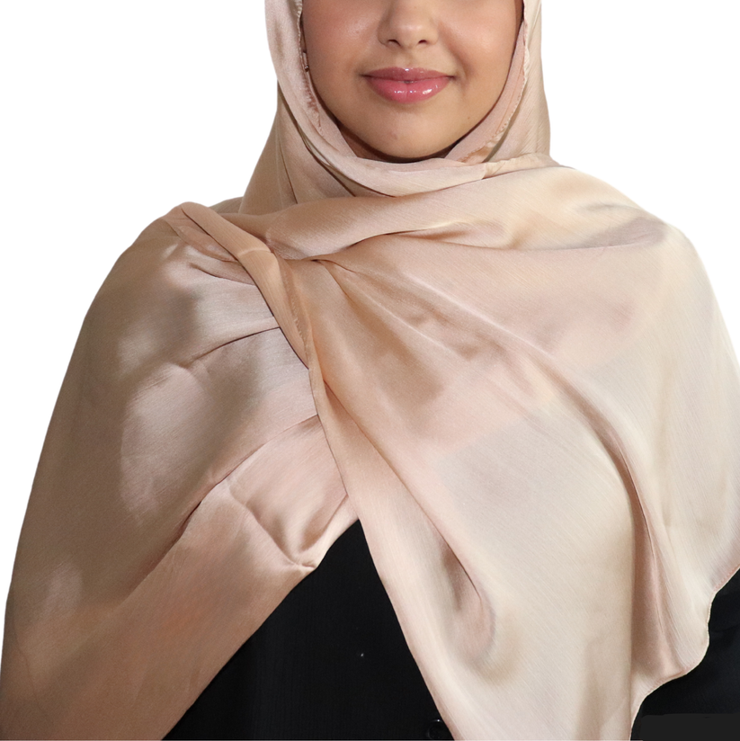 Satin Crinkle Chiffon Hijab - Champagne