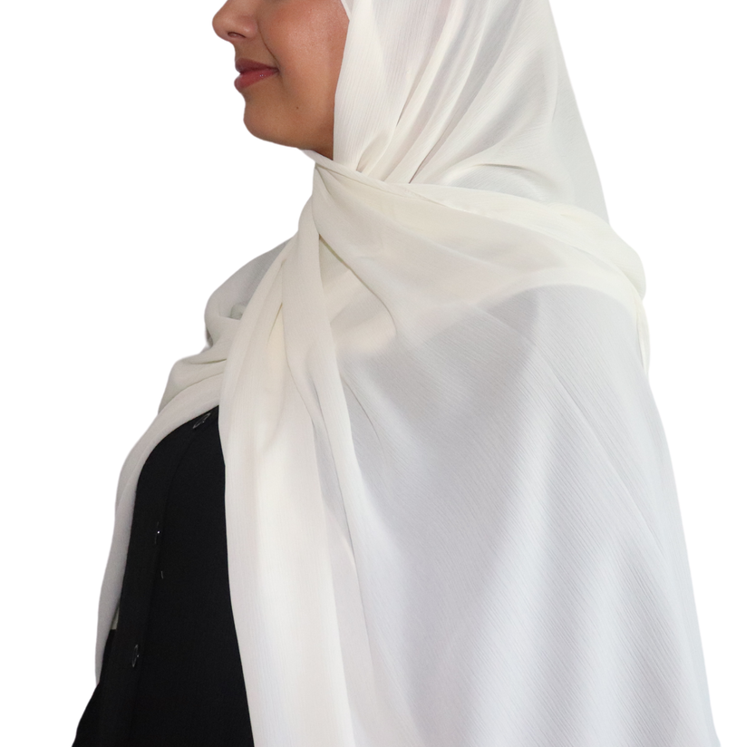 Crinkle Chiffon Hijab - Ivory