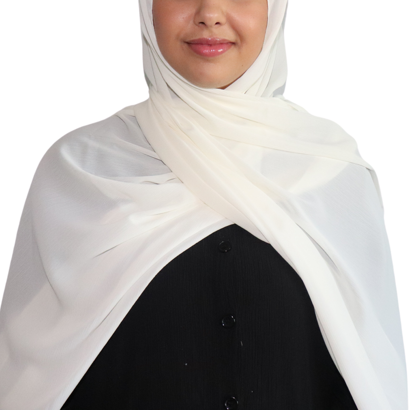 Crinkle Chiffon Hijab - Ivory