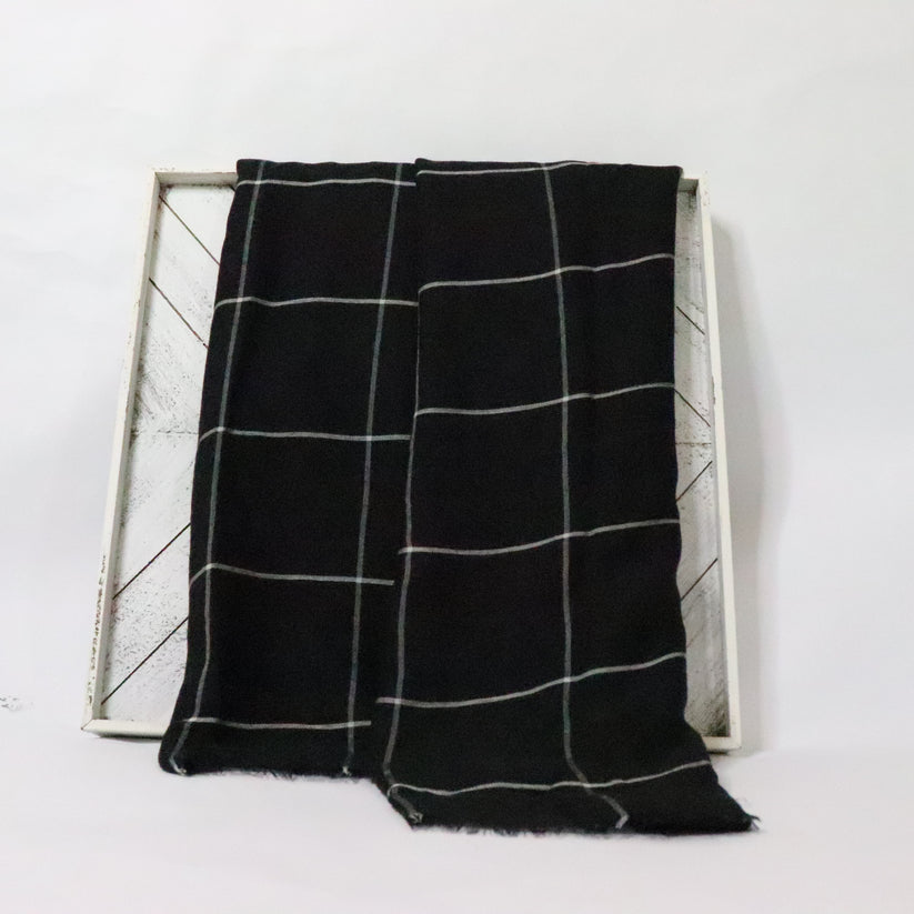 Grid Print Viscose Hijab - Black