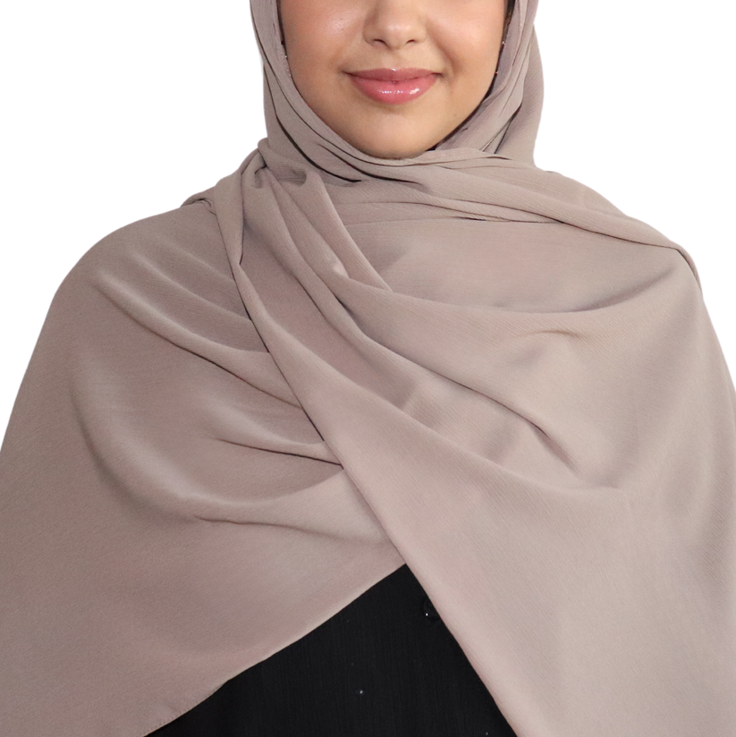 Crinkle Chiffon Hijab - Dark Taupe