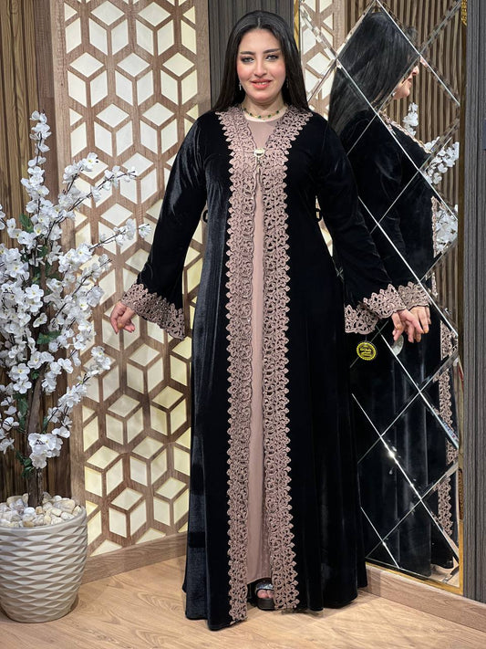 2 piece Velvet Abaya