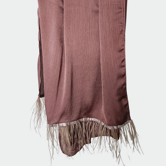Feather Embellished Hijab - Mocha
