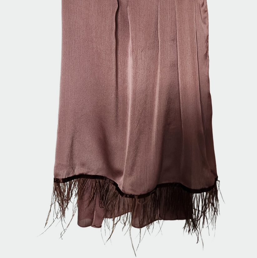Feather Embellished Hijab - Chocolate