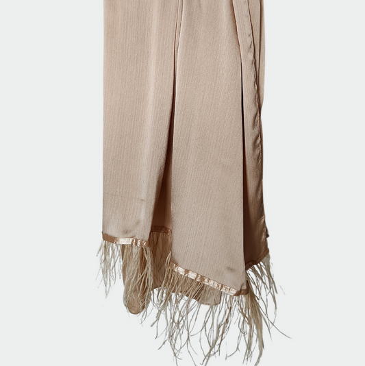 Feather Embellished Hijab - Tan