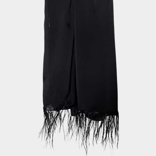 Feather Embellished Hijab - Black