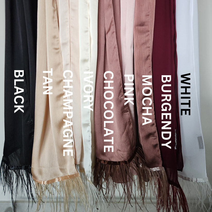 Feather Embellished Hijab - Black