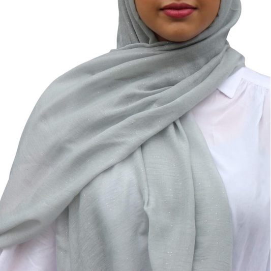 Cotton Viscose Hijab with Glitter - Dark Grey