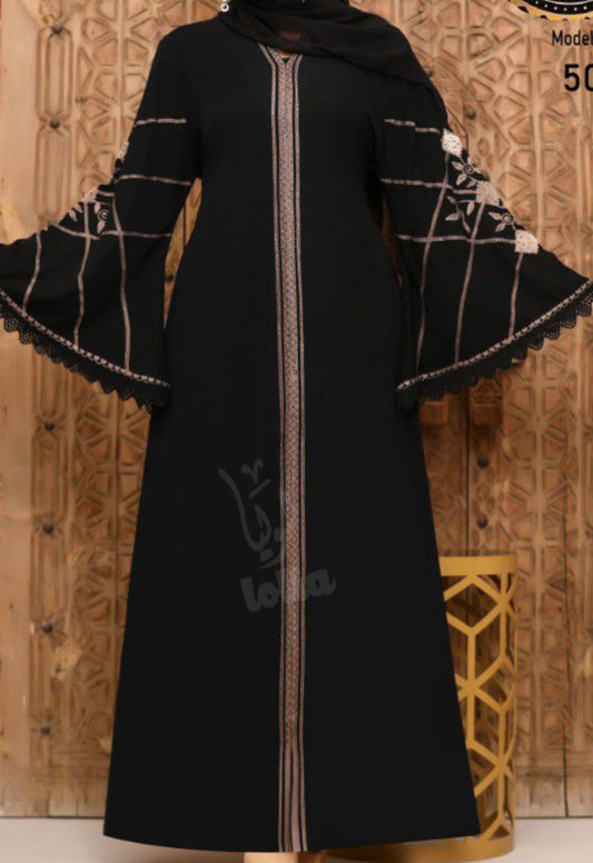 Platinum Floral Embroidered abaya 1008