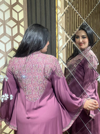 Rhinestones Embellished Abaya Set 2 piece