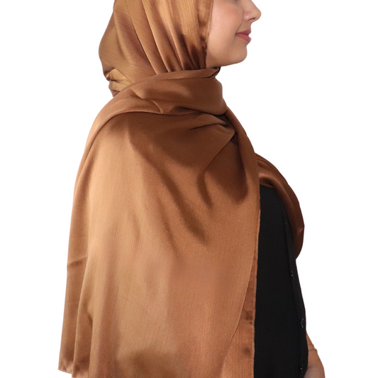 Satin Crinkle Chiffon Hijab - Chocolate