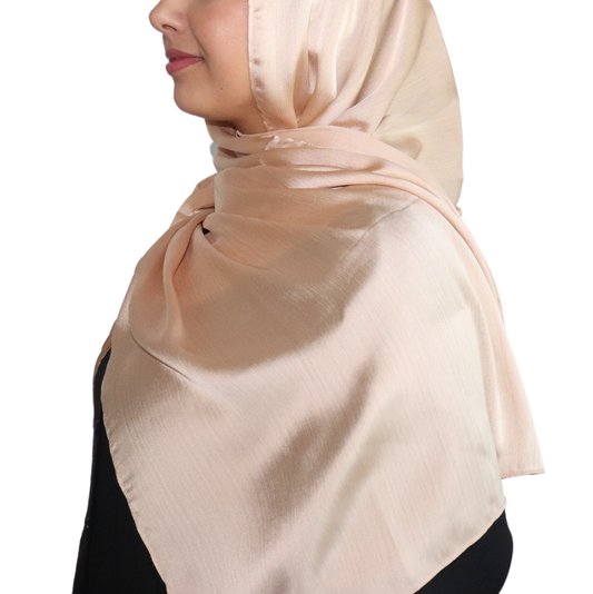Satin Crinkle Chiffon Hijab - Champagne