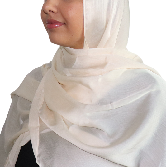 Satin Crinkle Chiffon Hijab - Cloud