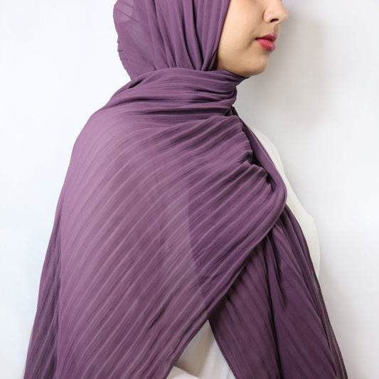 Pleated Chiffon Hijab - Purple