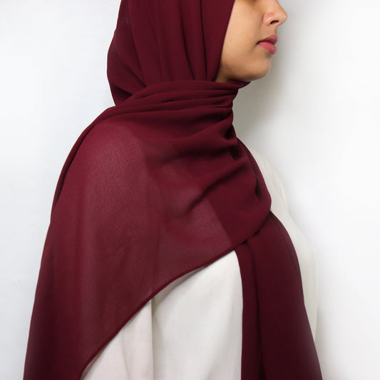 Premium Chiffon Hijab - Burgendy