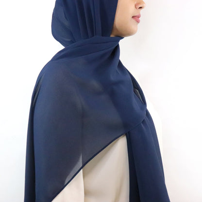 Premium Chiffon Hijab - Navy