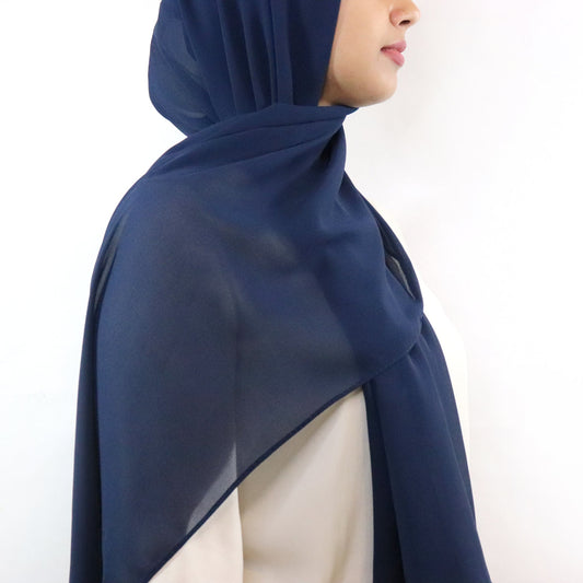 Premium Chiffon Hijab - Navy