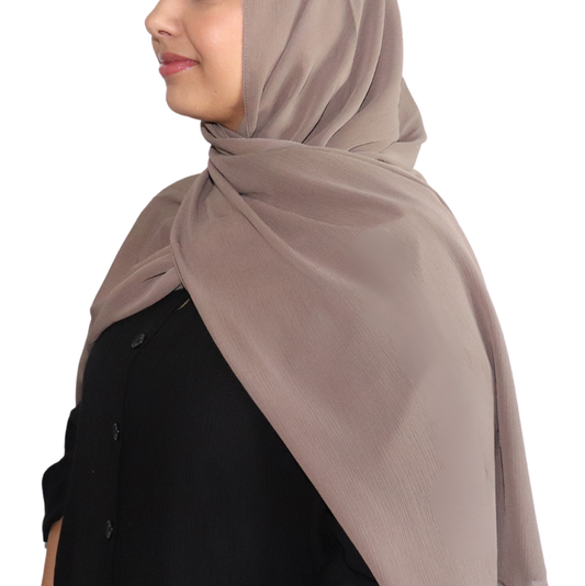 Crinkle Chiffon Hijab - Dark Taupe